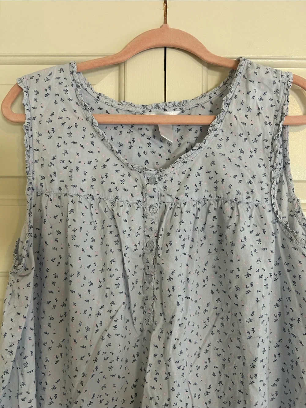 Adonna Sleepwear Light Blue Floral Cotton Nightgown Muumuu Grandmacore, XL